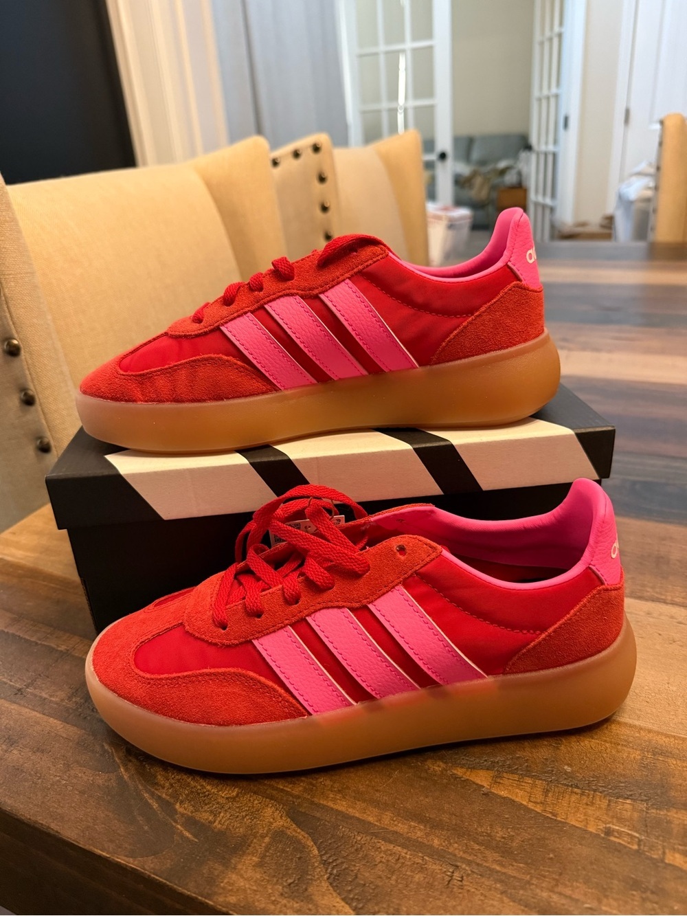 adidas Barreda Decode J Unisex Kids Low Top Suede Sneaker US 5 Red/Pink JR0759